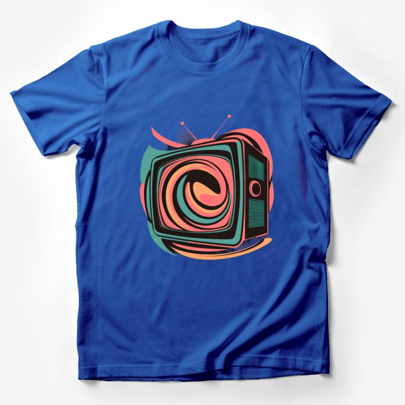 Retro TV T-Shirt, Vintage Television Graphic Tee, Abstract Design Colorful Shirt, Unisex Apparel, Casual Wear, Gift for TV Lovers Male T-Shirt