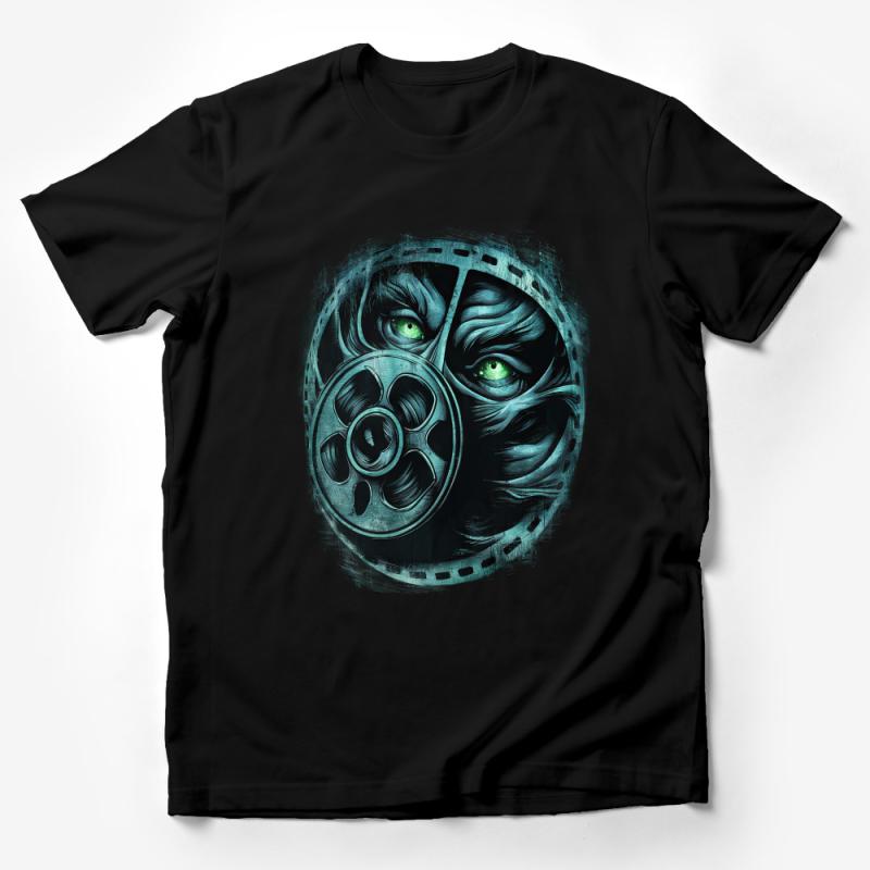 Men's Graphic Tee Film Reel and Green Eyes Design, Artistic Movie Lover Shirt, Unique Filmmaker Gift, Casual Wear T-Shirt Male T-Shirt