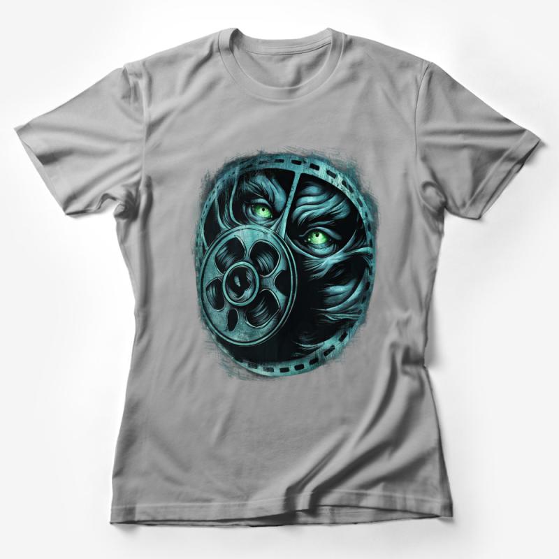 Men's Graphic Tee Film Reel and Green Eyes Design, Artistic Movie Lover Shirt, Unique Filmmaker Gift, Casual Wear T-Shirt Female T-Shirt