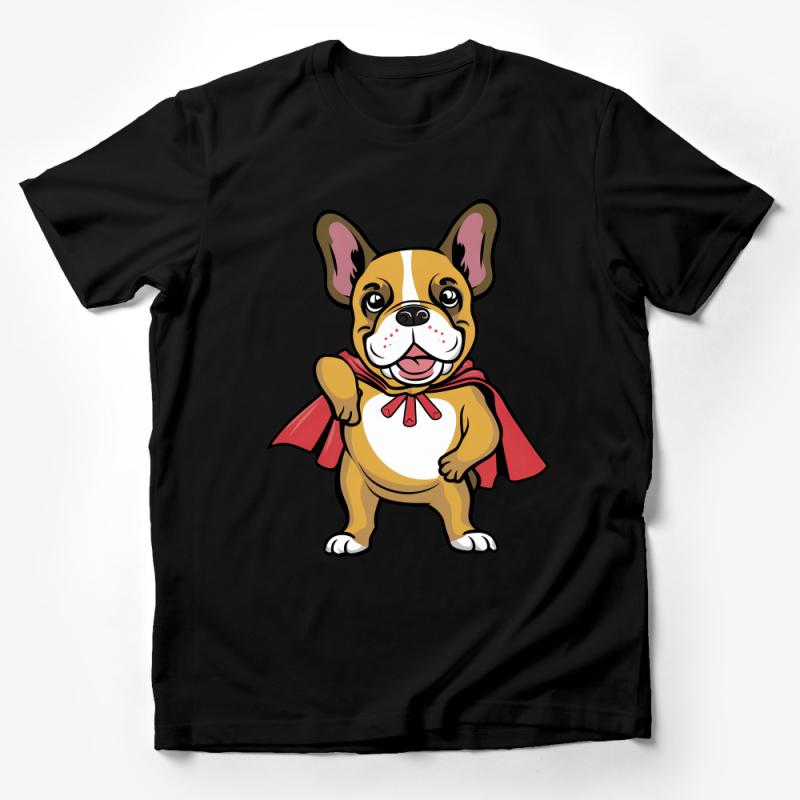 Cute Superhero Dog T-Shirt, Funny French Bulldog with Cape, Pet Lover Gift, Comic Book Style Animal Tee, Unisex Graphic Shirt Male T-Shirt