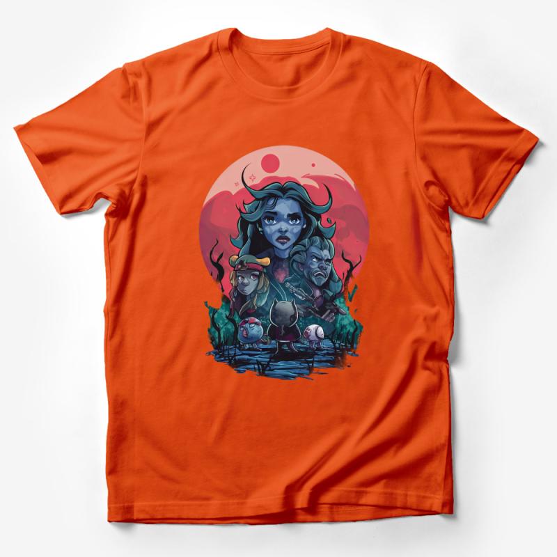 Fantasy Art T-Shirt, Cool Zombie Characters, Unisex Graphic Tee, Casual Streetwear, Unique Illustration Apparel, Sunset Design Male T-Shirt