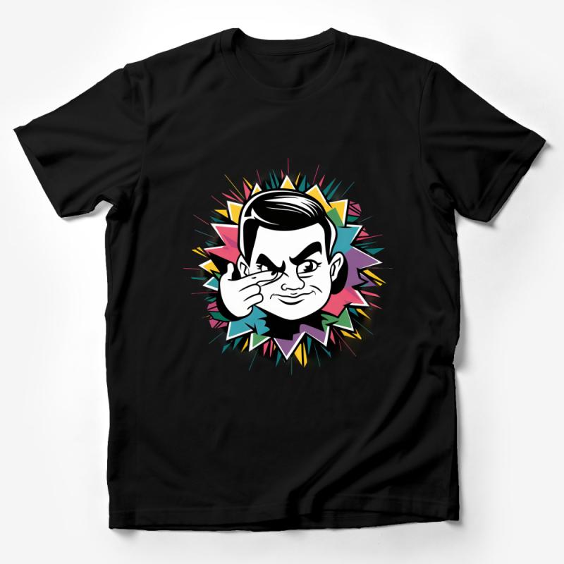 Men's Graphic Tee, Cool Cartoon Face Design, Urban Streetwear, Modern Pop Art T-Shirt, Hip-Hop Inspired Fashion, Bold Colors Male T-Shirt