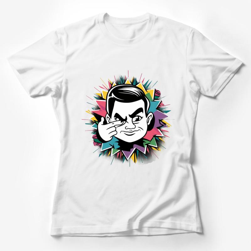 Men's Graphic Tee, Cool Cartoon Face Design, Urban Streetwear, Modern Pop Art T-Shirt, Hip-Hop Inspired Fashion, Bold Colors Female T-Shirt