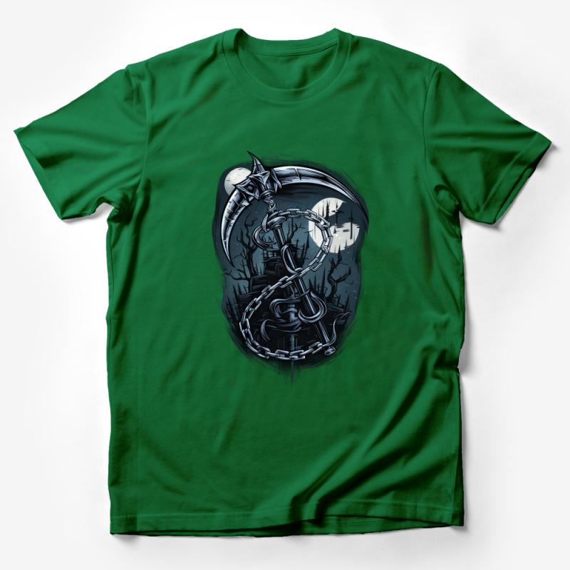 Men's Gothic Dragon T-Shirt, Dark Fantasy Chain Graphic Tee, Unique Creature Art, Comfortable Cotton Shirt, Casual Streetwear, Cool Design Male T-Shirt