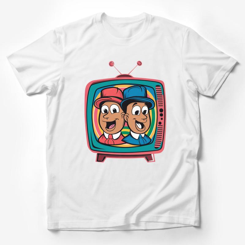 Retro TV Cartoon Characters T-Shirt, Colorful Vintage Graphic Tee, Men's and Women's Casual Wear Male T-Shirt