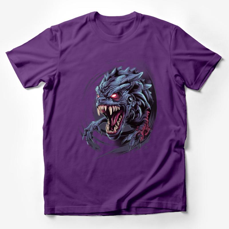 Menacing Dragon Creature T-Shirt, Fiery Eyes Graphic Tee, Unique Fantasy Art Apparel Male T-Shirt