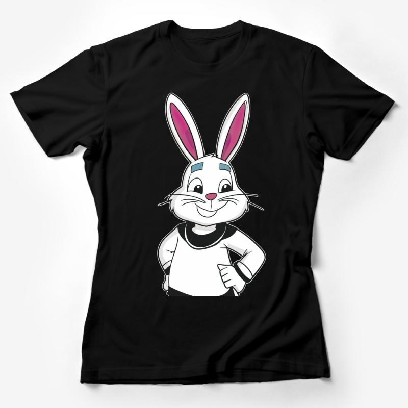 Cute Cartoon Rabbit T-Shirt, Funny Bunny Graphic Tee, Unisex Kids and Adult Casual Shirt, Animal Lover Gift Idea Female T-Shirt