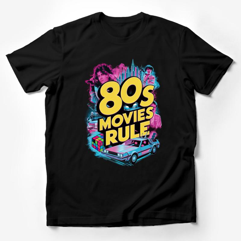 Vintage 80s Movies Rule Graphic Tee, Retro Film Fan T-Shirt, Nostalgic Pop Culture Apparel, Unisex Male T-Shirt