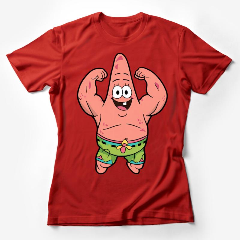 Cartoon Starfish Muscle Tee, Funny Animated Character Shirt, Unisex Adult Kids Casual Wear Female T-Shirt