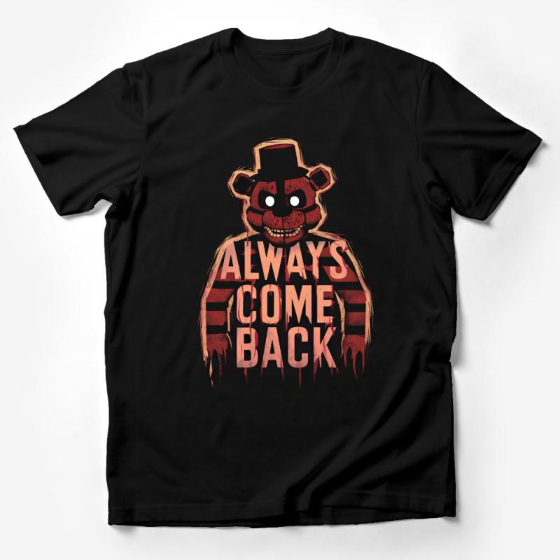 Horror Bear Graphic Tee, Always Come Back, Men's Women's Unisex Shirt, Vintage Style Horror Design, Cool Dark Red Print, Casual Wear Male T-Shirt