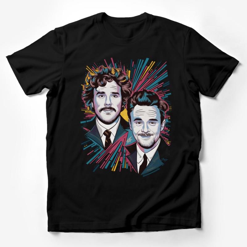 Retro Style Colorful Portrait Graphic Tee, Artistic Design Unisex T-Shirt, Vintage-Inspired Fashion Wear Male T-Shirt