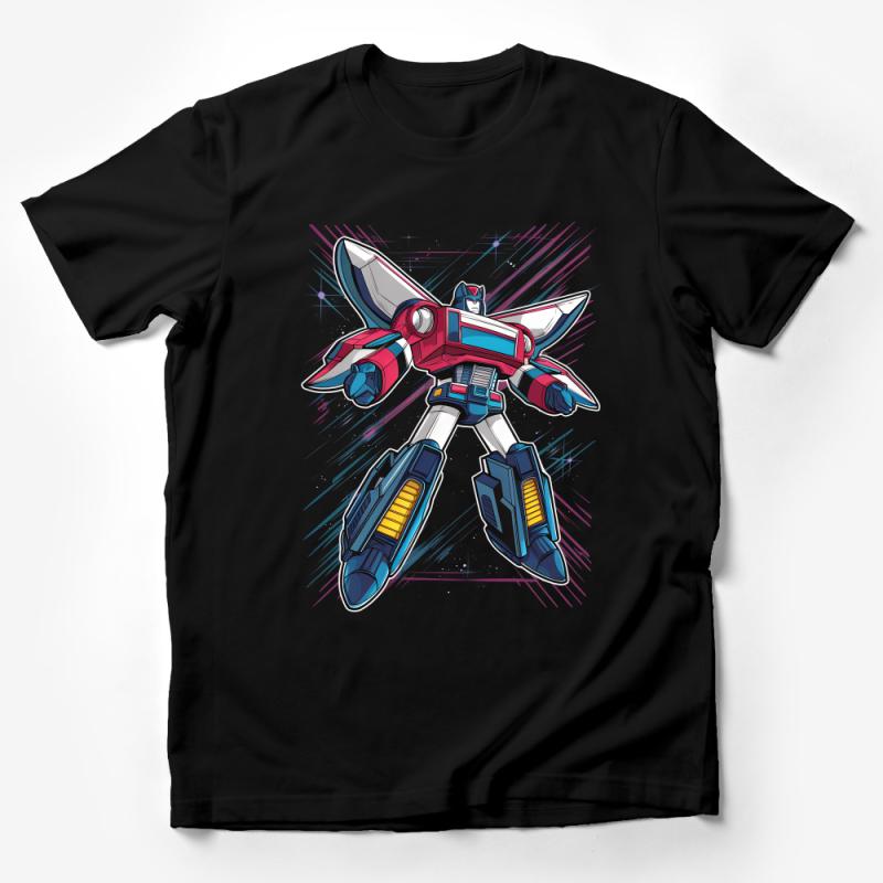 Retro Robot T-Shirt, Vintage Mecha Tee, Colorful Transformer Sci-Fi Shirt, Gift for Robot Enthusiasts, Unisex Graphic Tee, Casual Wear Male T-Shirt