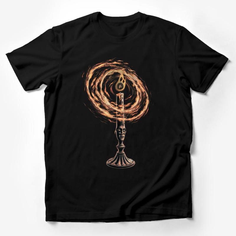 Unique Abstract Candle Head T-Shirt, Artistic Flame Vortex Design, Creative Graphic Tee, Unisex Fashion Shirt, Gift for Art Lovers Male T-Shirt