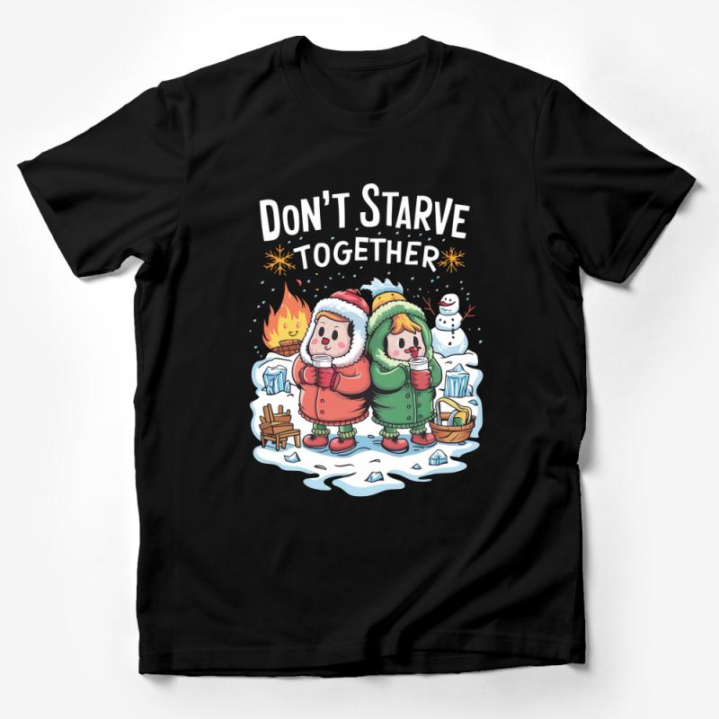 Winter Friends Graphic Tee, Don't Starve Together Themed Shirt, Cozy Gamer Apparel, Unisex Male T-Shirt