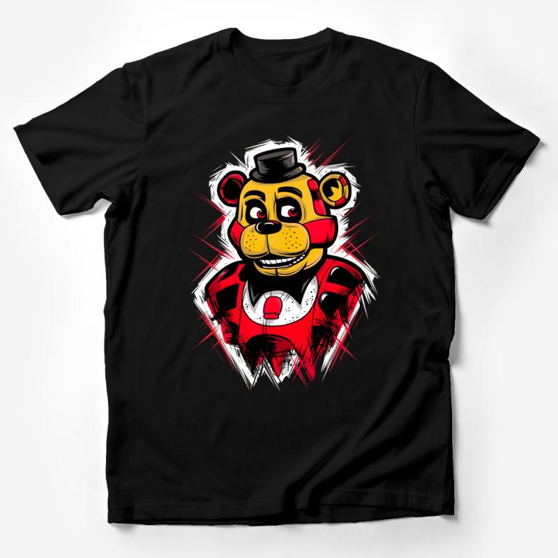 Dapper Bear Cartoon T-Shirt, Stylish Animal Graphic Tee, Unique Bear Illustration Shirt, Hipster Bear Tee Male T-Shirt