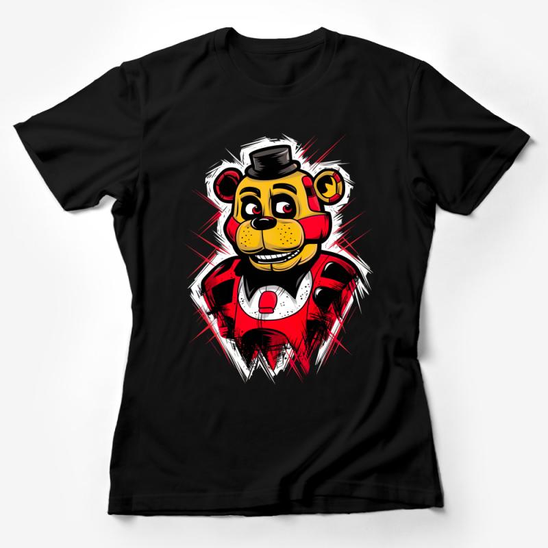 Dapper Bear Cartoon T-Shirt, Stylish Animal Graphic Tee, Unique Bear Illustration Shirt, Hipster Bear Tee Female T-Shirt