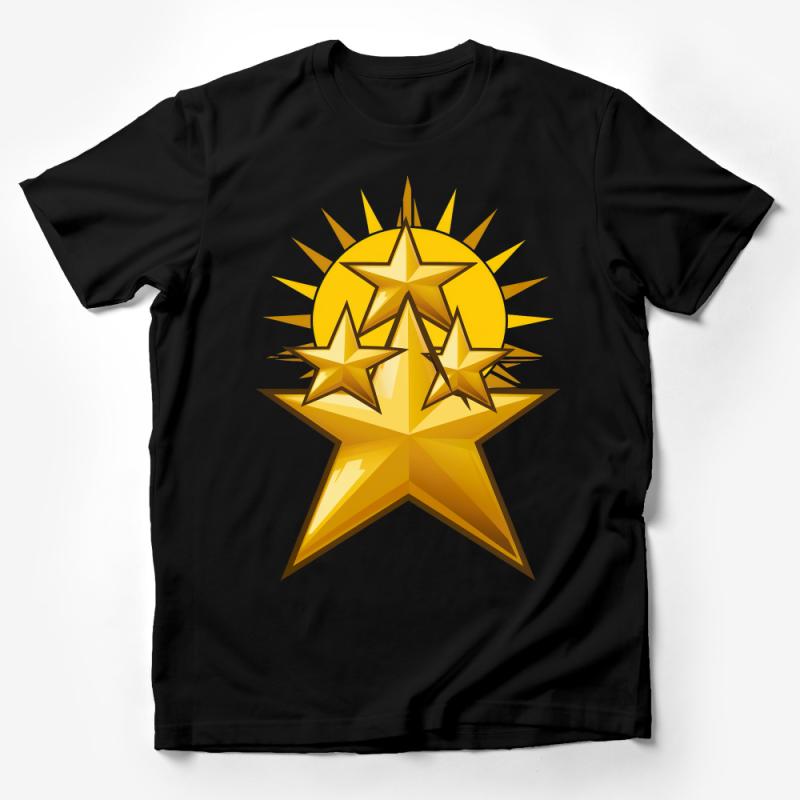 Shining Star Graphic Tee, Bright Gold Starburst Design, Casual Unisex T-Shirt, Modern Fashion Top, Gift for Star Lovers Male T-Shirt