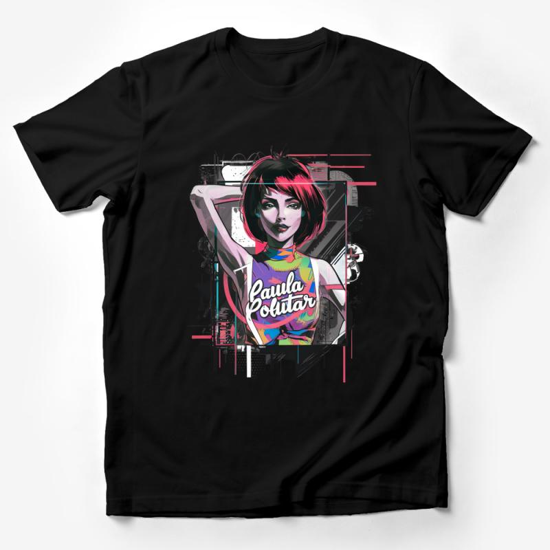 Artistic Graphic Tee, Colorful Urban Style Woman Portrait, Modern Pop Art Print, Fashionable Casual Shirt Unisex Male T-Shirt