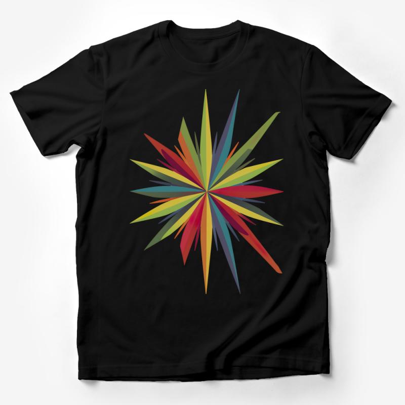 Colorful Abstract Starburst Design Unisex T-Shirt for Casual Wear and Gifts Male T-Shirt