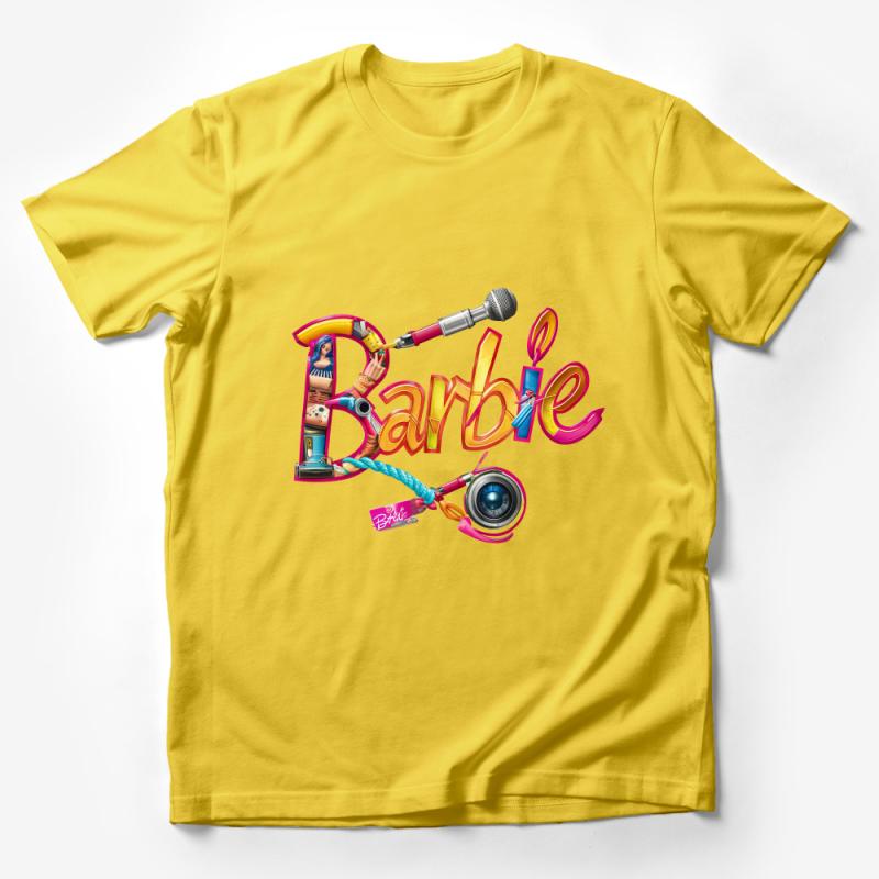 Colorful Barbie Graphic T-Shirt, Vintage Style Fashion Tee, Women's Casual Pop Culture Apparel Male T-Shirt