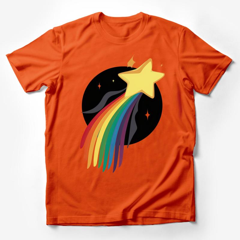 Star Shooting Across Night Sky Rainbow Tail Graphic Tee Unisex Male T-Shirt