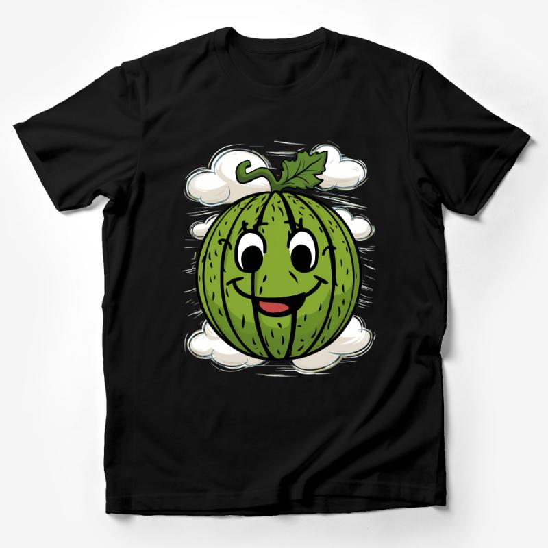 Happy Watermelon Cartoon T-Shirt, Cute Fruit Graphic Tee, Summer Casual Wear, Unisex Adult and Kids Shirt Male T-Shirt