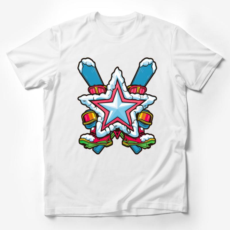 Colorful Urban Street Art Star and Graffiti Cans T-Shirt Design Male T-Shirt