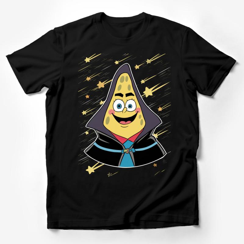 Cartoon Wizard Character T-Shirt, Unisex Graphic Tee, Fun Fantasy Apparel, Gift for Cartoon Lovers Male T-Shirt