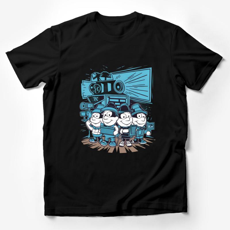 Retro Car Mechanics Cartoon T-Shirt, Vintage Auto Repair Shop Graphic Tee, Unique Mechanics Illustration Shirt for Men Male T-Shirt