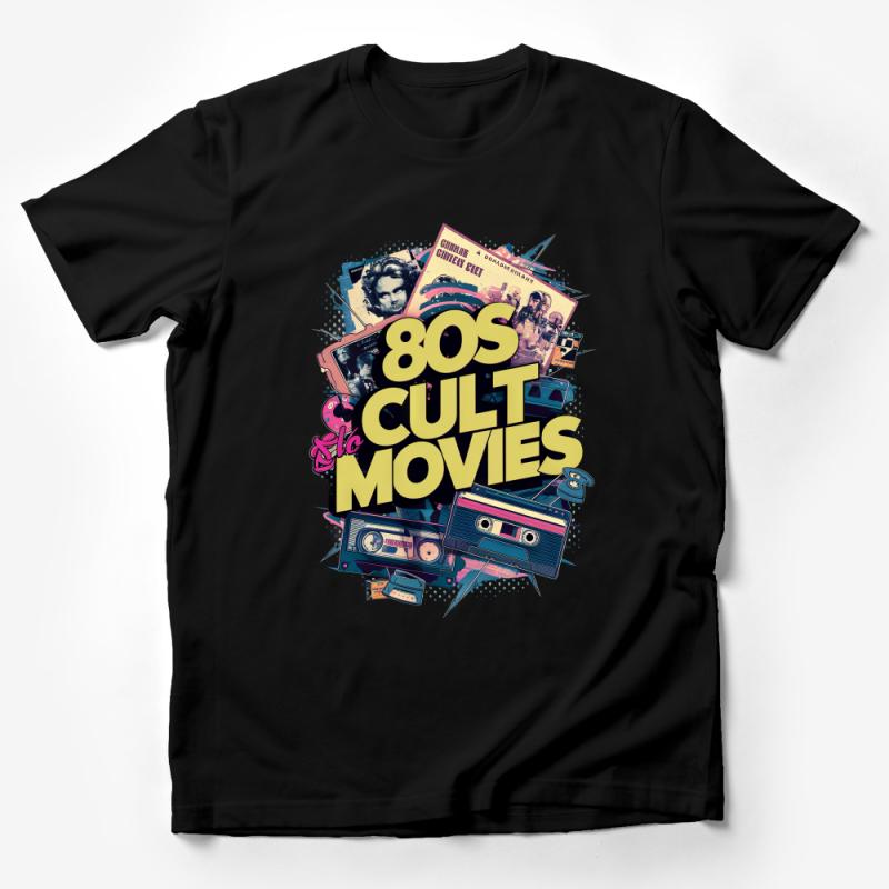 Vibrant 80s Cult Movies Collage T-Shirt, Retro Film Graphics Tee, Unique Vintage Style Film Lover Gift Male T-Shirt