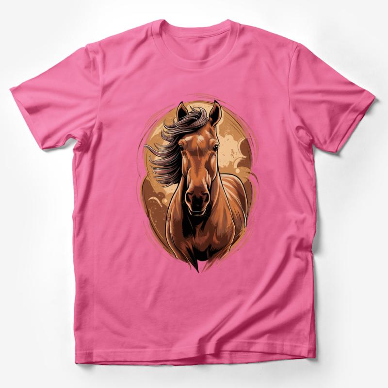 Majestic Horse Head Illustration T-Shirt, Equestrian Artistic Tee, Animal Lover Gift, Unisex Casual Wear, Nature Inspired Clothing Male T-Shirt