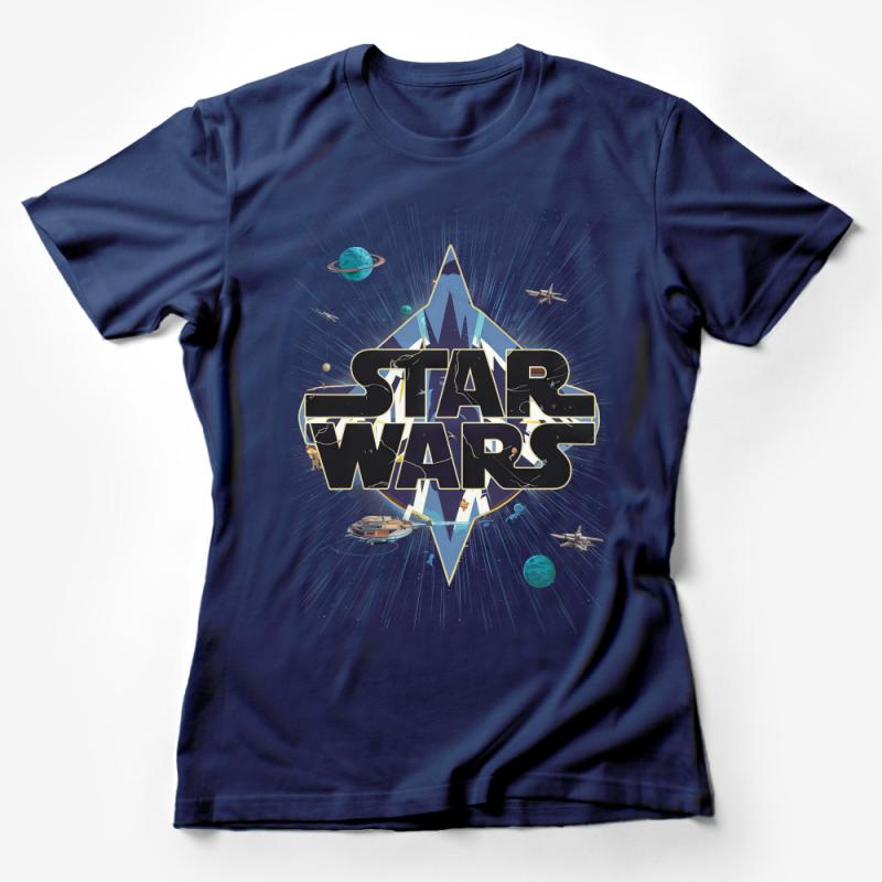 Vintage Star Wars Poster Art T-Shirt, Classic Movie Fan Apparel, Unique Sci-Fi Clothing Design Female T-Shirt