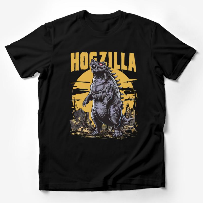 Monster Pig Graphic Tee, Hogzilla Funny T-Shirt, Urban Legend Creature Shirt, Cool Illustrated Men's Clothing, Unique Gift for Him Male T-Shirt