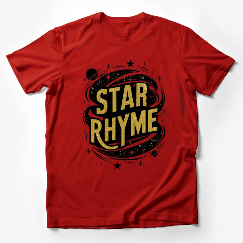 Star Rhyme Galaxy-Inspired Graphic T-Shirt, Unisex Space Themed Glittery Tee Male T-Shirt