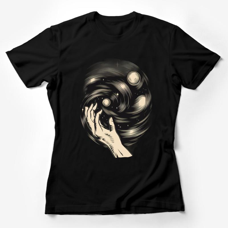 Cosmic Touch T-Shirt, Galaxy Art Tee, Aesthetic Space Design, Unisex Shirt with Graphic Print, Casual Clothing, Trendy Cosmic Tee Female T-Shirt