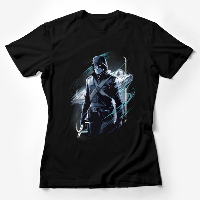 Galactic Rogue Hero Tee, Space Adventure Character Graphic T-Shirt, Sci-Fi Movie Inspired Apparel, Unisex Female T-Shirt