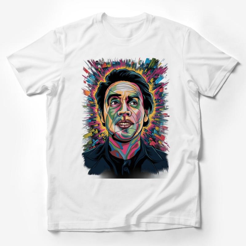 Colorful Abstract Art Face T-Shirt, Modern Pop Art Style Top, Artistic Portrait Graphic Tee, Vibrant Clothing for Men and Women Male T-Shirt