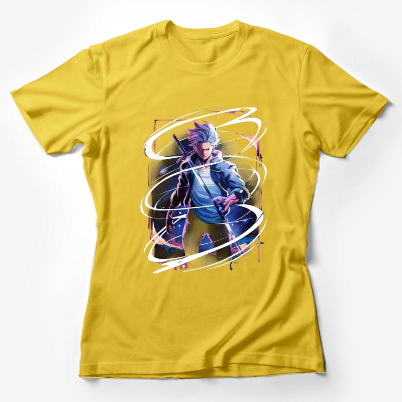 Anime Samurai Warrior with Sword Cool Graphic Tee for Teens and Adults Female T-Shirt