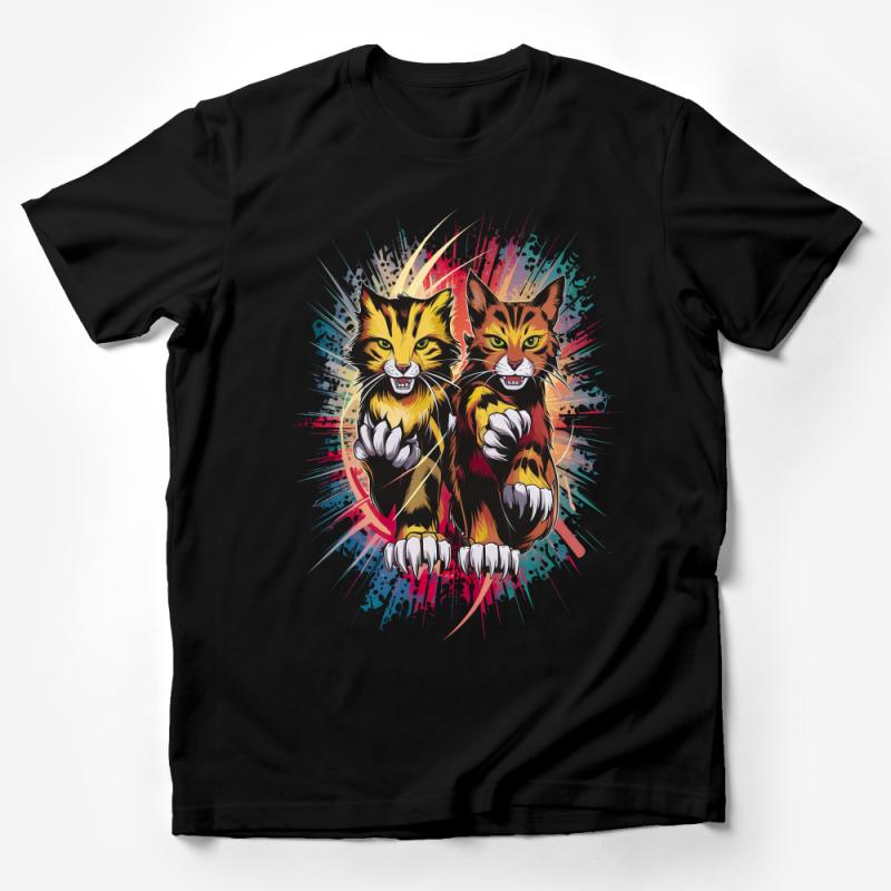 Wild Tiger Graphic Tee, Colorful Animal Art T-Shirt, Unisex Exotic Cat Design, Vibrant Jungle Fashion Top Male T-Shirt