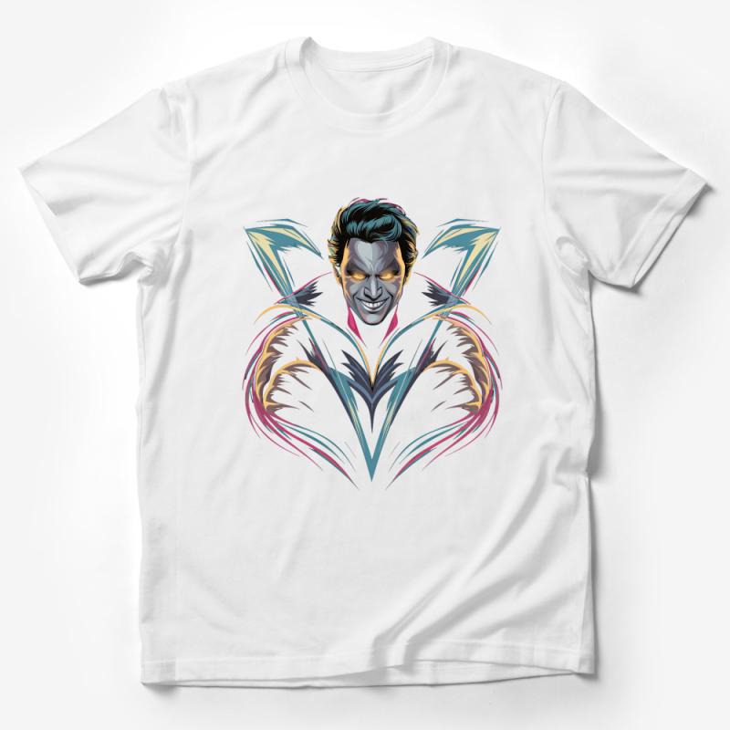 Abstract Superhero Inspired Graphic Tee, Vibrant Colors, Men's Fashion T-Shirt, Stylish Urban Streetwear, Cool Hero Design, Unique Summer Top Male T-Shirt