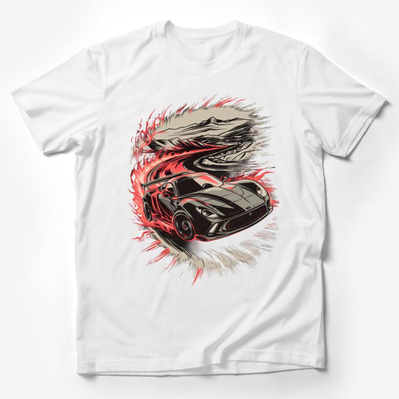 Men's Graphic Tee, Cool Car with Flames Design, Casual Streetwear, Trendy Urban T-Shirt, Unique Automotive Illustration Shirt Male T-Shirt