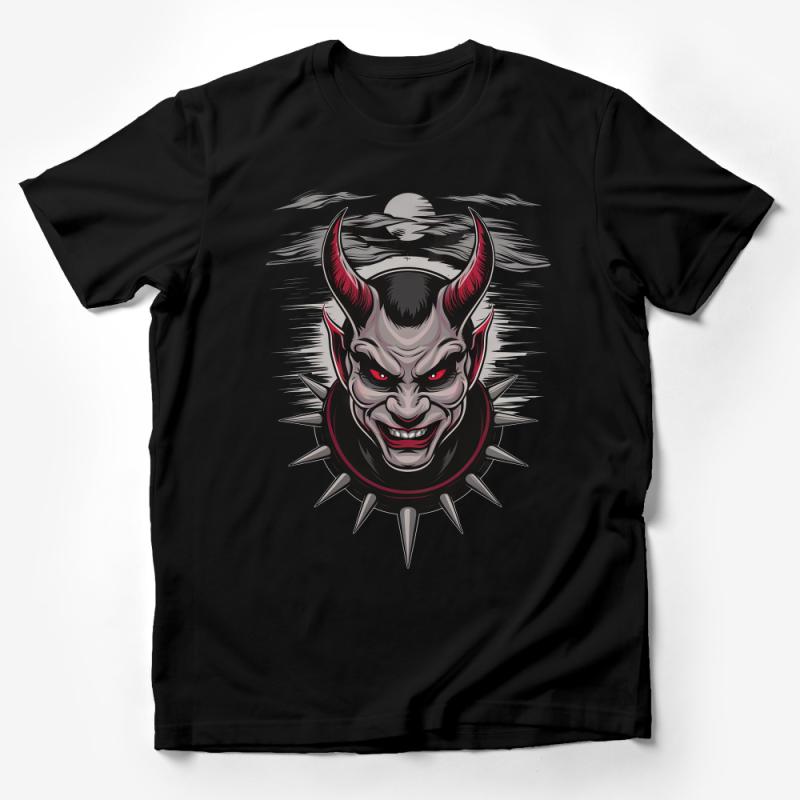 Men's Graphic Tee, Edgy Devil Design, Bold Red and Black T-Shirt, Gothic Streetwear, Unique Illustration, Casual Comfort Fit, S-XXL Male T-Shirt