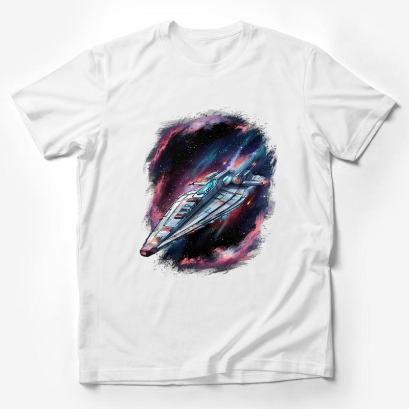 Galactic Explorer Spaceship T-Shirt, Unisex Spacecraft Tee, Cosmic Adventure Apparel for Sci-Fi Fans Male T-Shirt