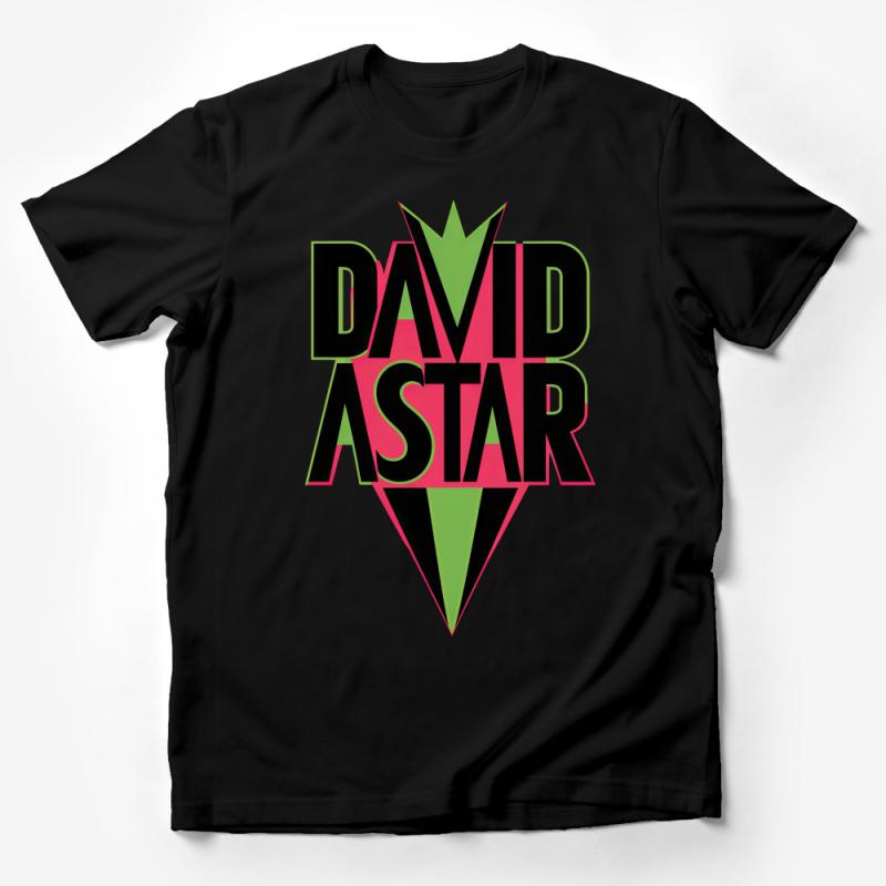 Vintage Inspired David Astar Graphic Tee, Green and Pink Retro Design T-Shirt Male T-Shirt