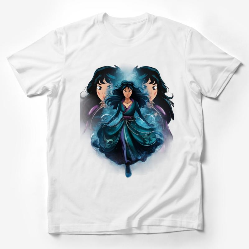 Mystical Sorceress with Elemental Powers Artistic T-Shirt Design for Fantasy Fans Male T-Shirt