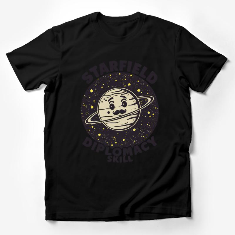 Starfield Diplomacy Skill T-Shirt, Cute Planetary Cartoon Tee, Space Themed Casual Wear, Unisex Adult Clothing, Gift for Gamers Male T-Shirt