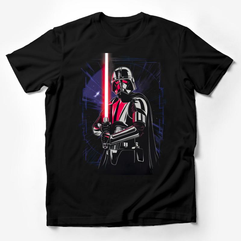 Sci-Fi Space Warrior Graphic Tee, Red Laser Sword Character Shirt, Casual Geek Apparel, Unisex Fashion Male T-Shirt