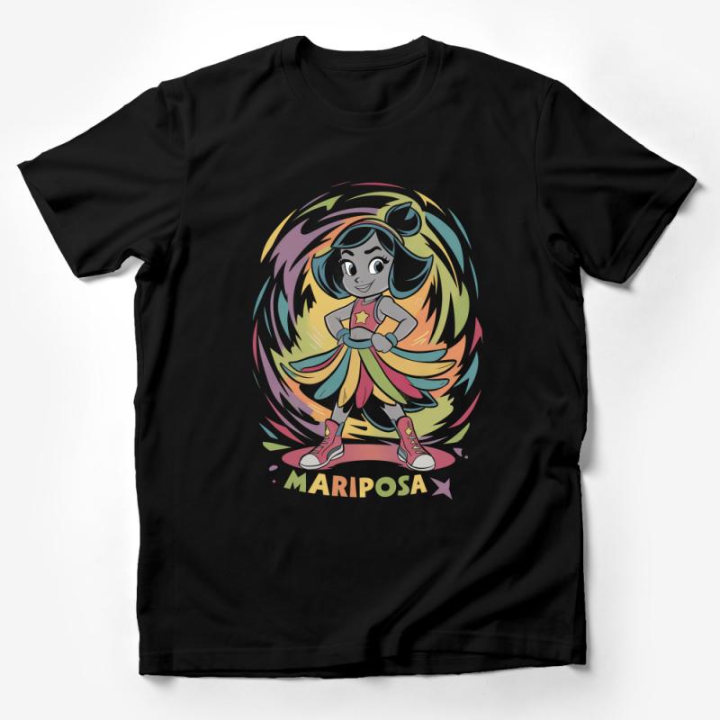 Colorful Superhero Mariposa Kids T-Shirt, Vibrant Cartoon Character Apparel Male T-Shirt