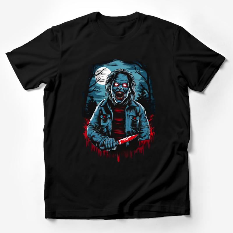 Men's Horror Graphic Tee, Scary Werewolf Print, Halloween Full Moon T-Shirt, Spooky Casual Streetwear, Unique Horror Movie Fan Gift Male T-Shirt