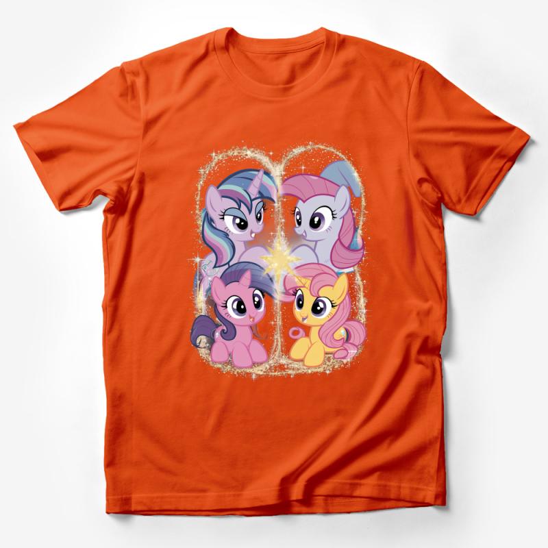 Magical Friendship Pony Quartet T-Shirt, Colorful Cartoon Characters, Kids and Adults Apparel Male T-Shirt